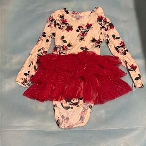 Posh Peanut Disney Minnie Mouse Baby Dress with Red Tulle Skirt
